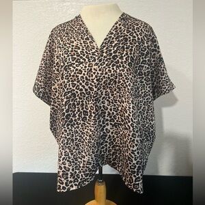 Newbury Kustom Leopard Print Dolman Blouse – M
